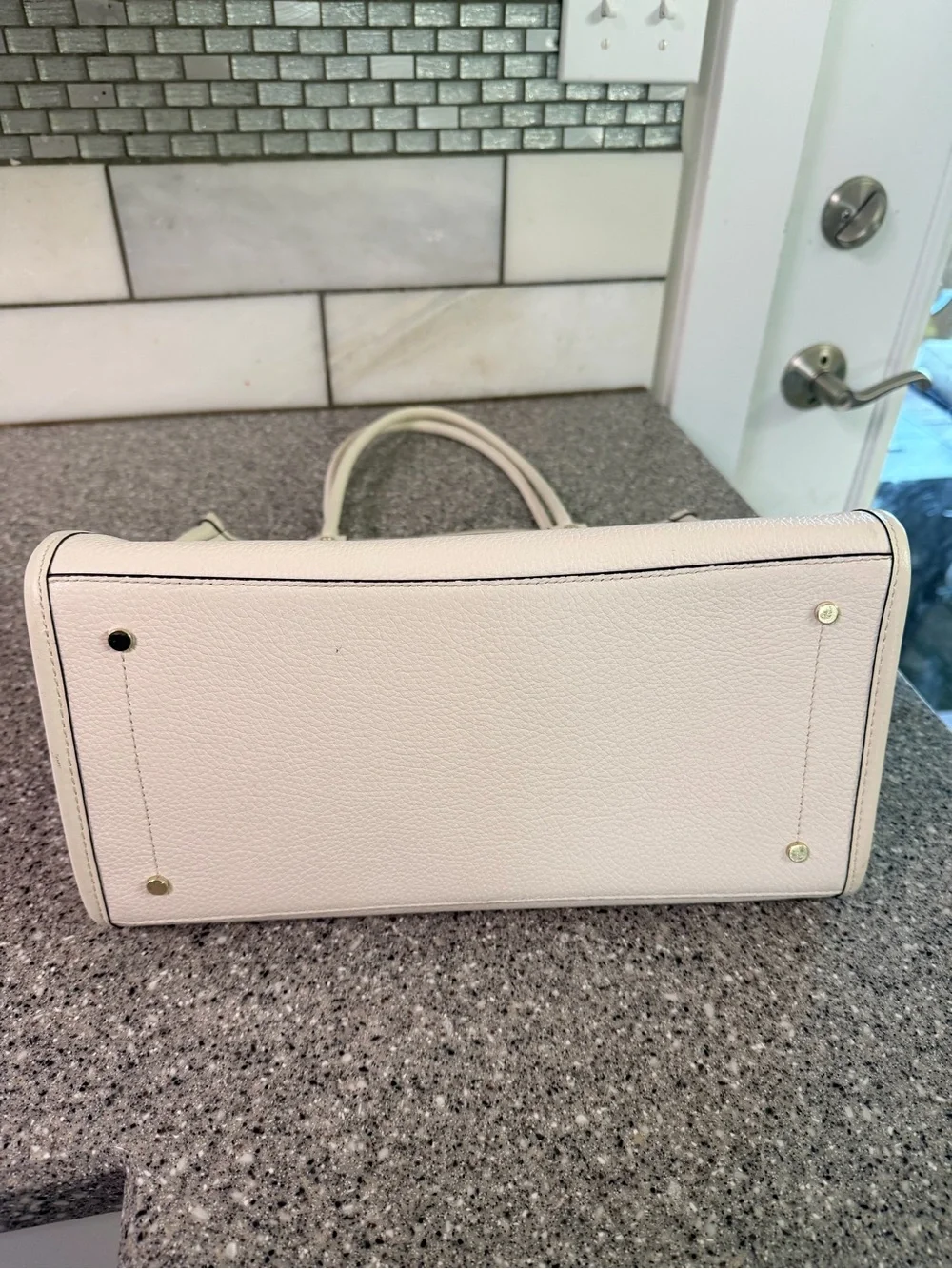 kate spade ivory/cream Leather Logo Tote